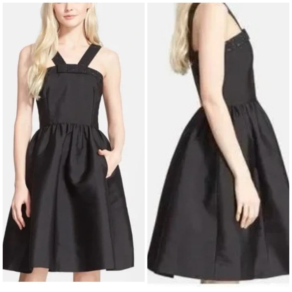 Kate‎ Spade Women’s Pavé Trim Fit & Flare Cocktail Dress Black Size 10
